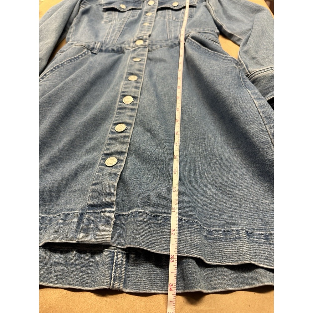 New York & Company Long Sleeve Denim Button-Front Mini Jean Dress Pockets Sz S - Picture 7 of 12